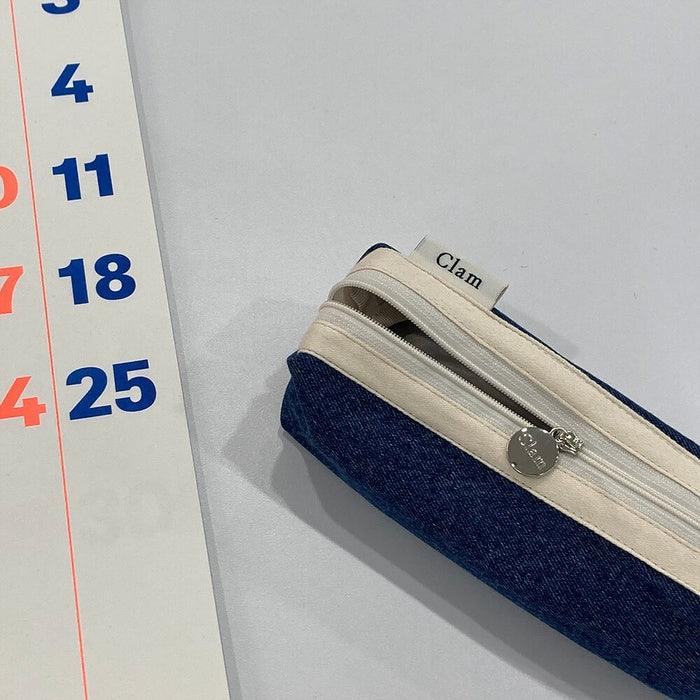 Clam round pencilcase _ Blue Denim - somibeya