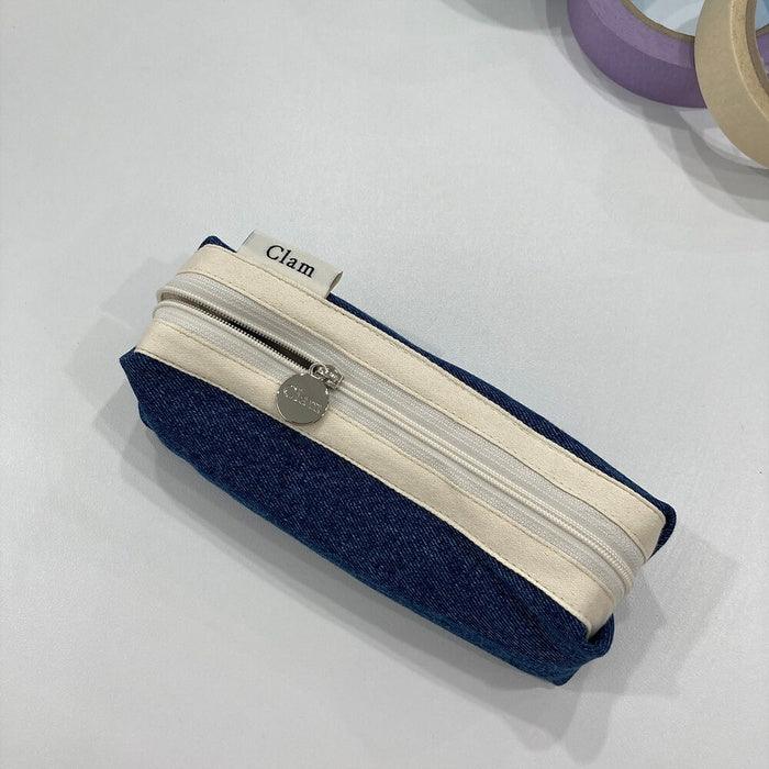 Clam round pencilcase _ Blue Denim - somibeya