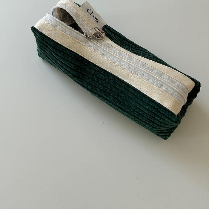Clam round pencilcase _Corduroy Broccoli - somibeya