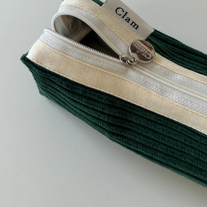 Clam round pencilcase _Corduroy Broccoli - somibeya