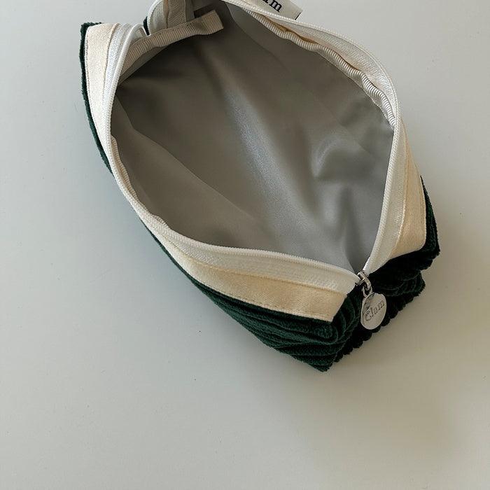 Clam round pencilcase _Corduroy Broccoli - somibeya