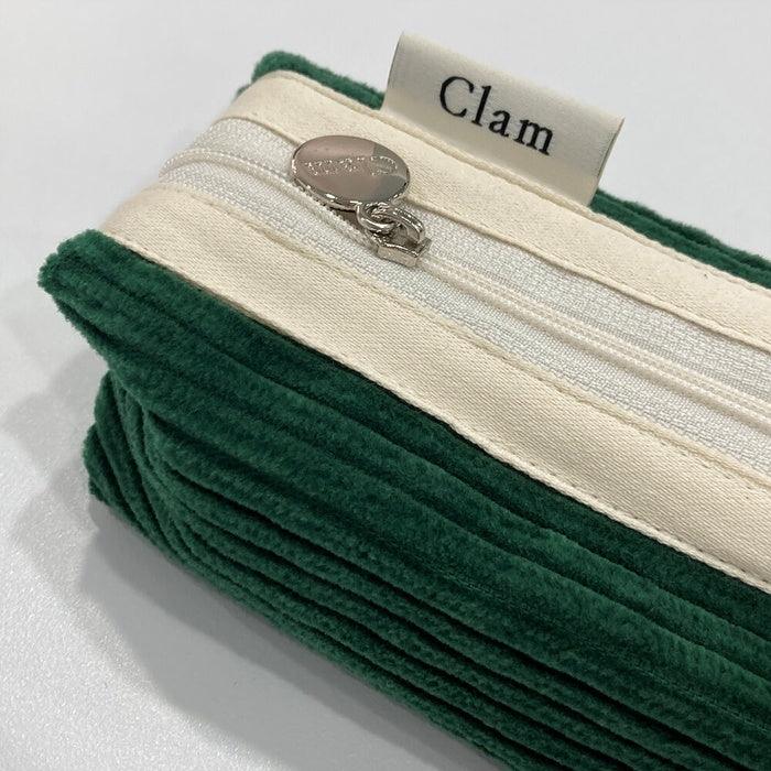 Clam round pencilcase _Corduroy Broccoli - somibeya