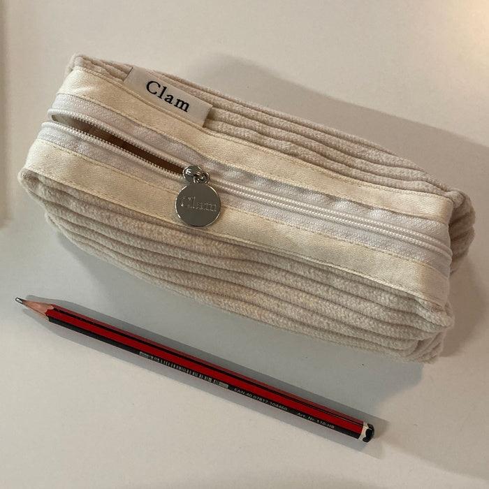 Clam round pencilcase _ Corduroy Coconut - somibeya