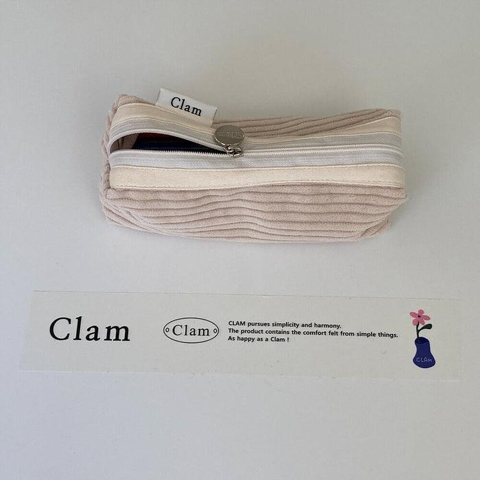 Clam round pencilcase _ Corduroy Coconut - somibeya