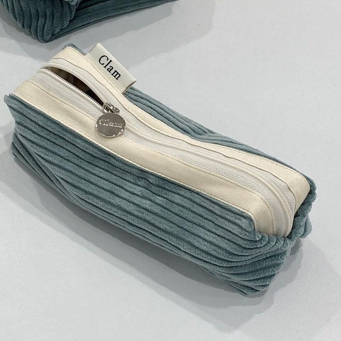 Clam round pencilcase _ Corduroy Dolphin - somibeya