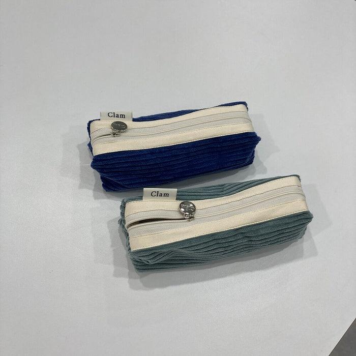 Clam round pencilcase _ Corduroy Dolphin - somibeya