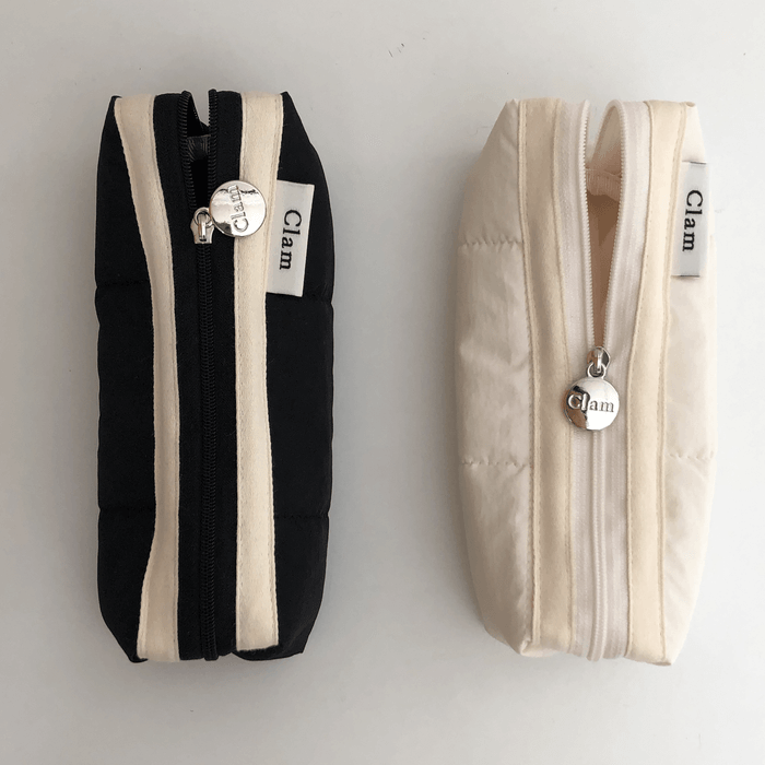 Clam round pencilcase _ Quilting Black - somibeya