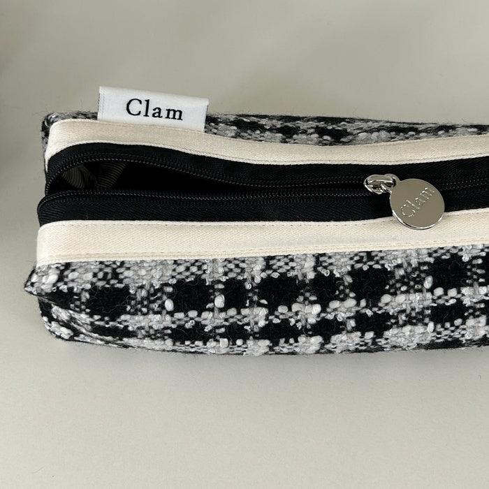 Clam round pencilcase _ Tweed gray - somibeya