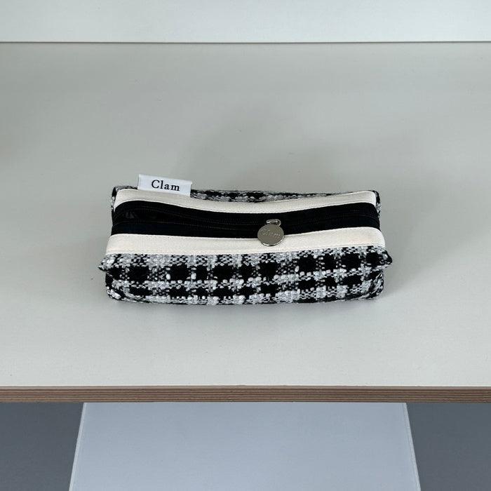 Clam round pencilcase _ Tweed gray - somibeya