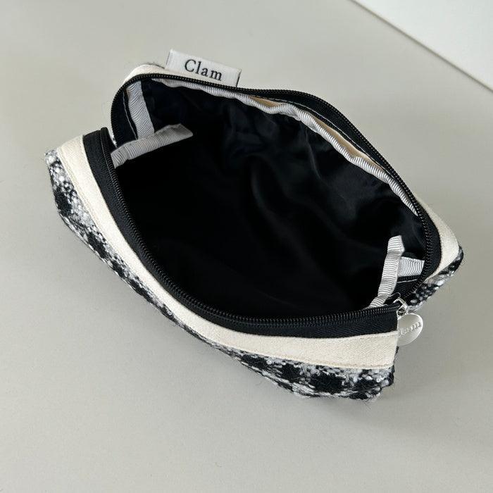 Clam round pencilcase _ Tweed gray - somibeya