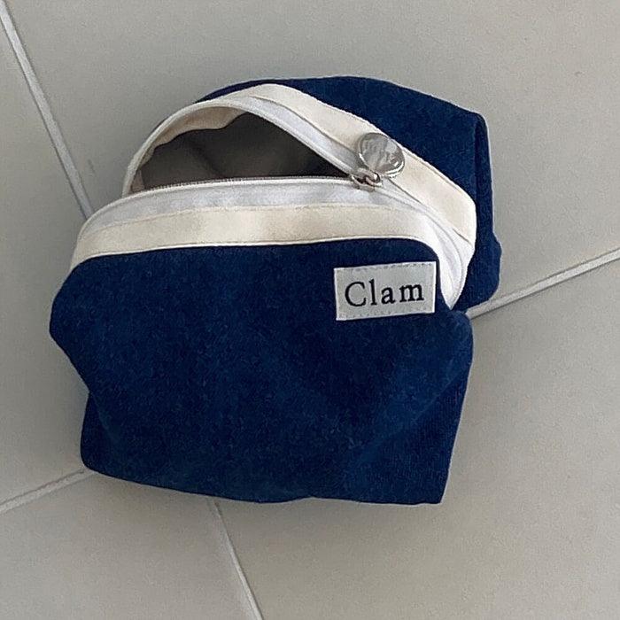 Clam Round Pouch _ Blue Denim - somibeya
