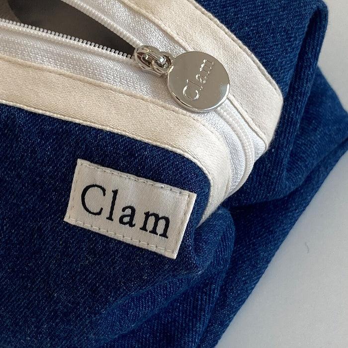 Clam Round Pouch _ Blue Denim - somibeya