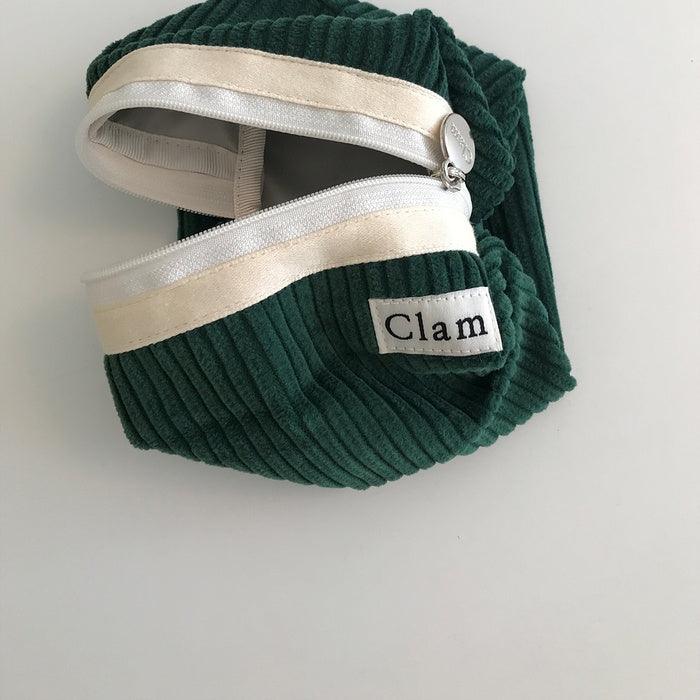 Clam Round Pouch _ Corduroy Broccoli - somibeya