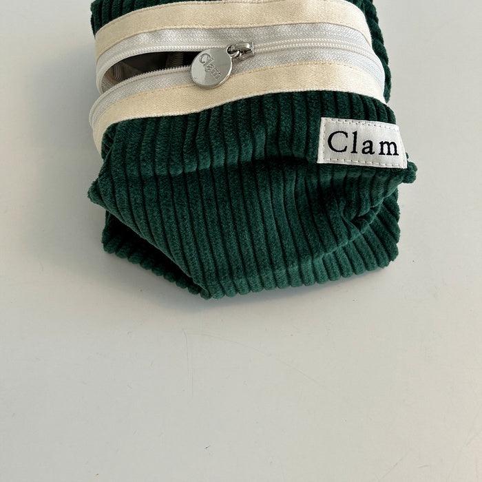Clam Round Pouch _ Corduroy Broccoli - somibeya