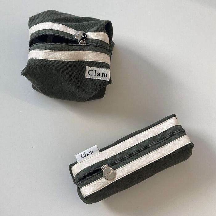 Clam Round Pouch _ Khaki - somibeya