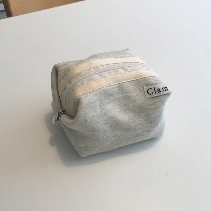 Clam Round Pouch _ Oatmeal Gray - somibeya