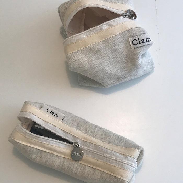 Clam Round Pouch _ Oatmeal Gray - somibeya