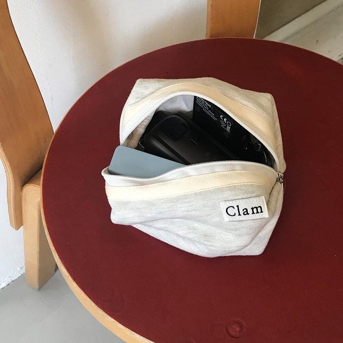 Clam Round Pouch _ Oatmeal Gray - somibeya