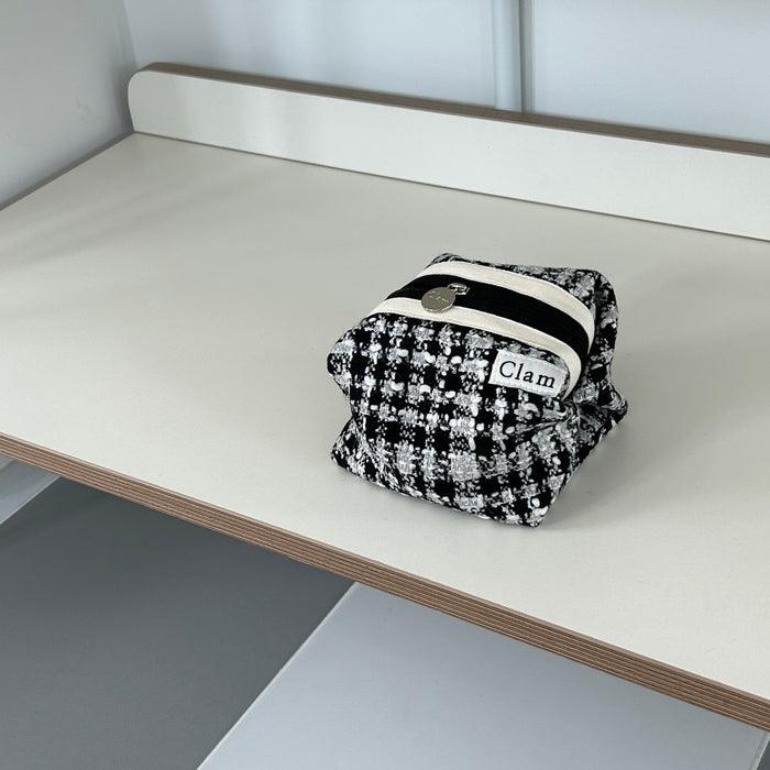 Clam Round Pouch _ Tweed Gray - somibeya