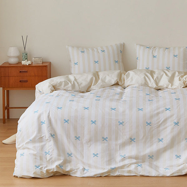 Ribbon Cake Duvet + Pillowcase (Blue Cream) Allergy Care