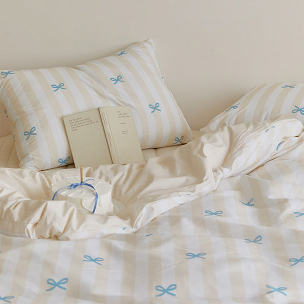 Ribbon Cake Duvet + Pillowcase (Blue Cream) Allergy Care