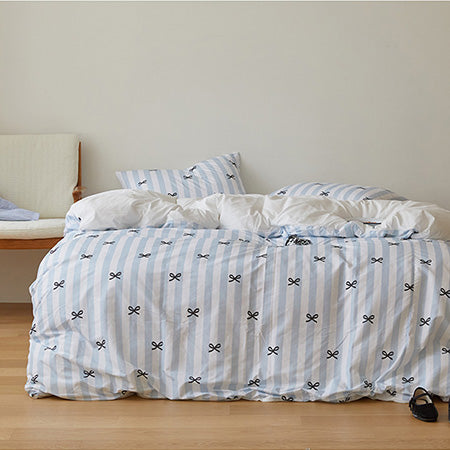 Ribbon Cake Duvet + Pillowcase (Blue Cream) Allergy Care