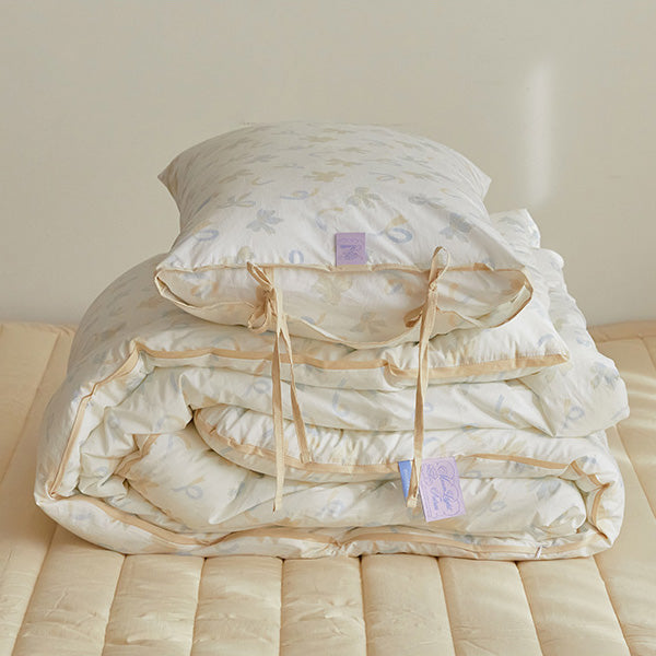 Ribbon Cake Duvet + Pillowcase (Blue Cream) Allergy Care