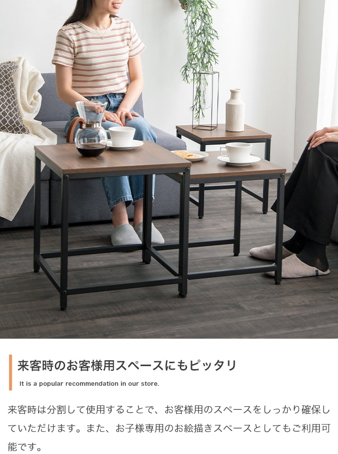 【3点セット】Karla 木目調/大理石柄ネストテーブル 3点セット
