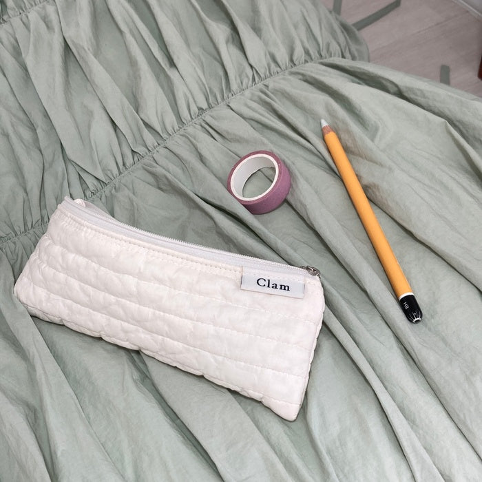 Clam round pencilcase _ Soft White