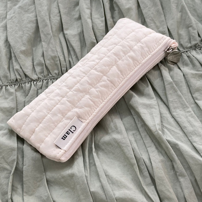 Clam round pencil case _ Corduroy Coconut