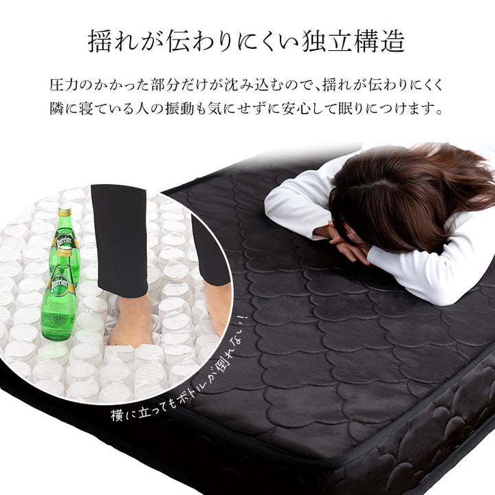 パイン材高さ2段階調整脚付きすのこベッド ポケットコイルマットレスセット(シングル)