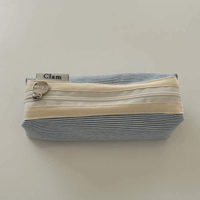 Clam round pencilcase _ Little Stripe - somibeya