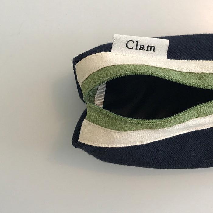 Clam round pencilcase _ Navy and Green - somibeya