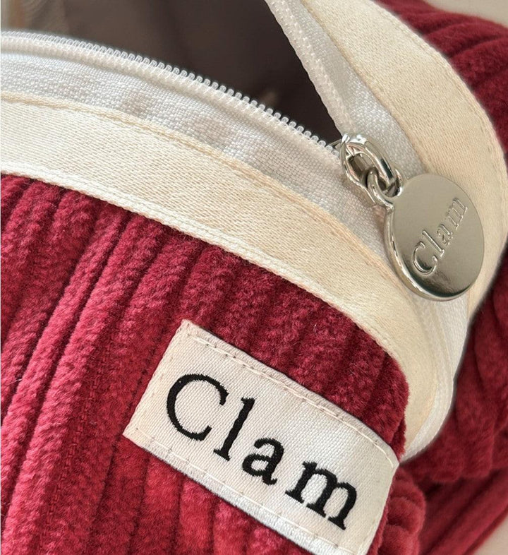 Clam Round Pouch _ Corduroy Red - somibeya