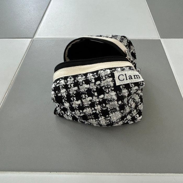 Clam Round Pouch _ Tweed Gray - somibeya
