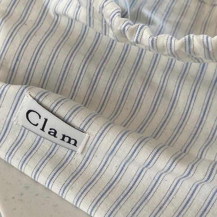Clam string pouch _ Blue stripe - somibeya