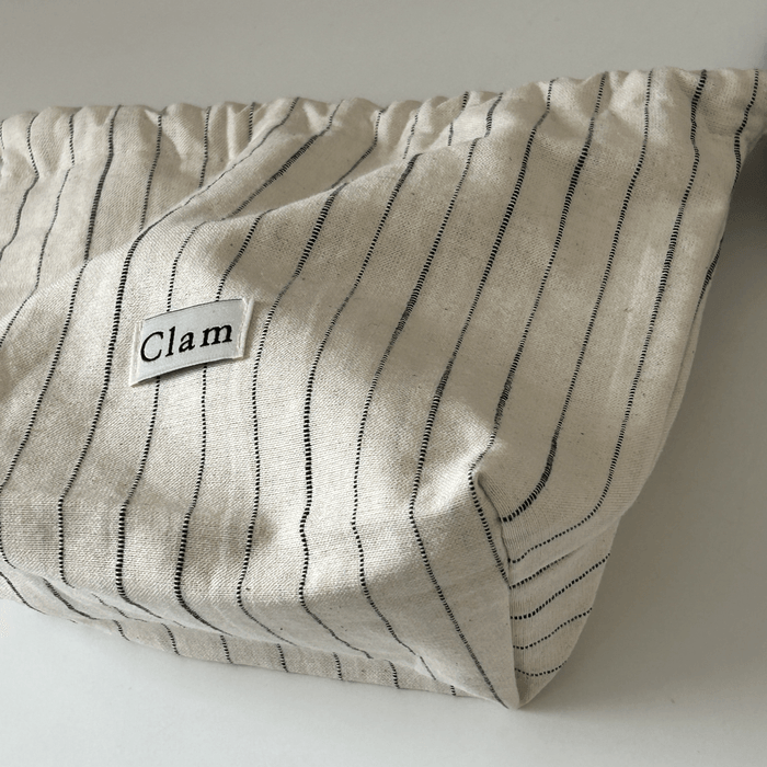 Clam string pouch _ Natural Stripe - somibeya