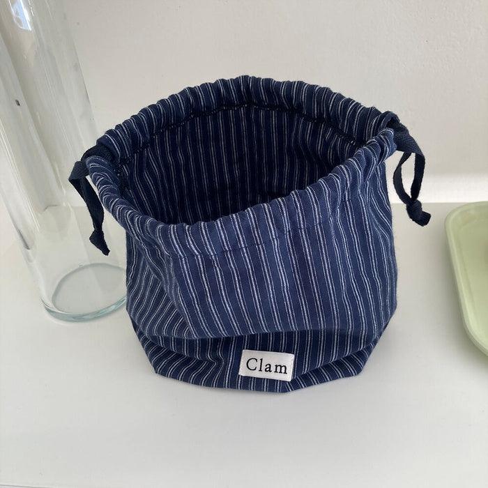 Clam string pouch _ Navy stripe - somibeya