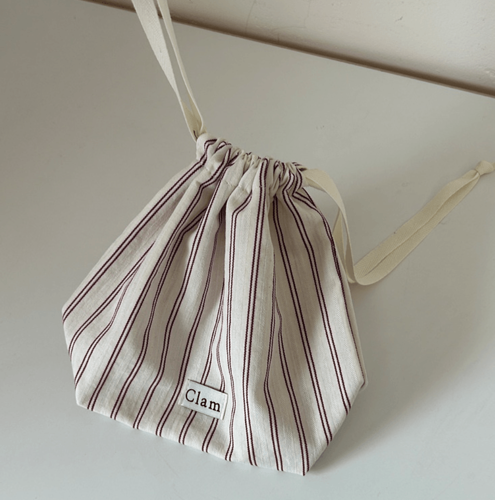 Clam string pouch _ Red Stripe - somibeya
