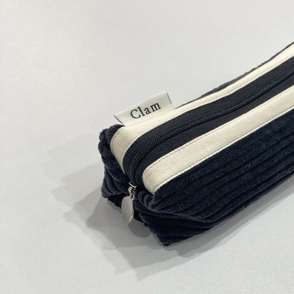 Clam round pencilcase _ Corduroy Midnight