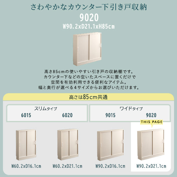 さわやかなカウンター下引き戸収納9020