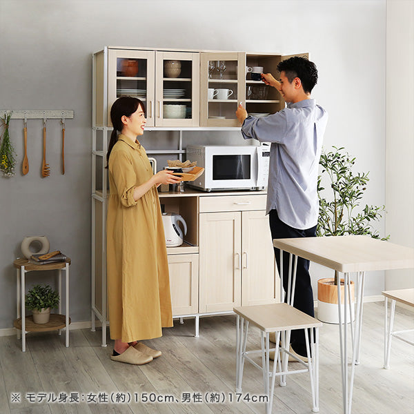 さわやかなオシャレワイド食器棚 【Frais-フレ-】