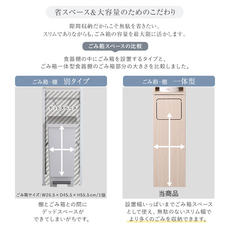 さわやかなごみ箱一体型食器棚 ごみ箱1つタイプ