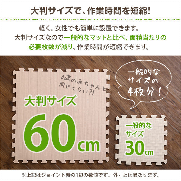 サイドパーツ付きジョイントマット 64枚セット(大判60cm）安心の低ホルムアルデヒド、防音、保温【Nobile-ノービレ-】