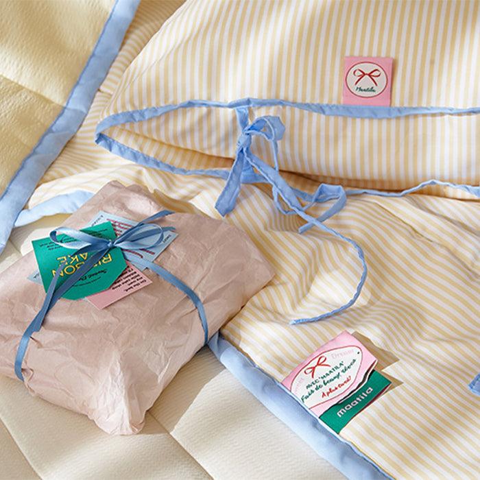 【夏用】リボンケーキ 掛け布団＋枕カバー（イエロー）アレルギーケア - somibeya