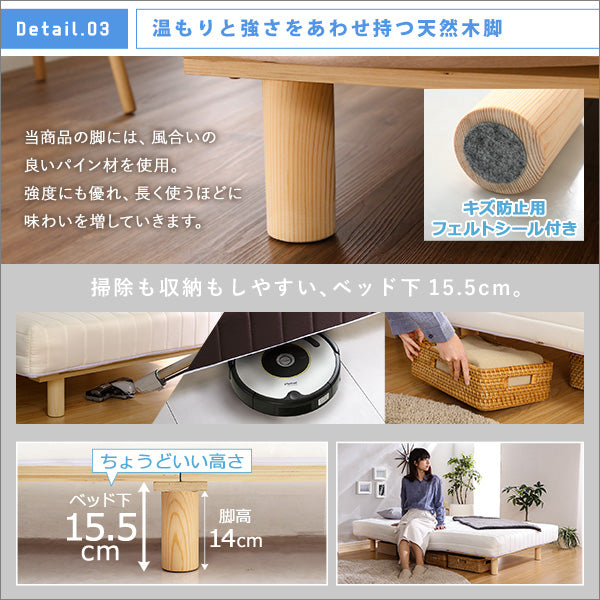新発想で搬入も組立カンタン！やわらかな寝心地 脚付きロールマットレス（ポケットコイルスプリング)【Unite -Doux- -ユニテ・ドゥ-】セミシングルサイズ