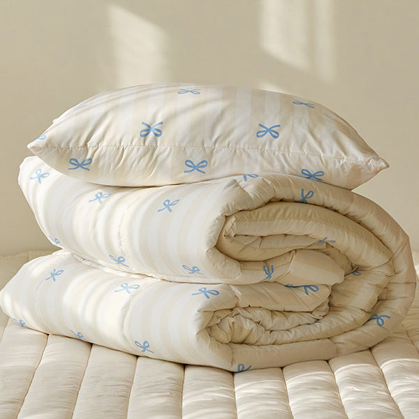 Ribbon Cake Duvet + Pillowcase (Blue Cream) Allergy Care