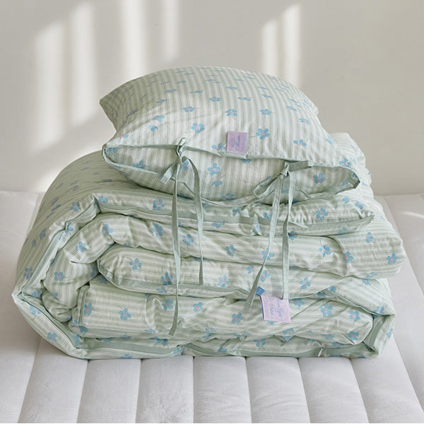 Ribbon Cake Duvet + Pillowcase (Blue Cream) Allergy Care