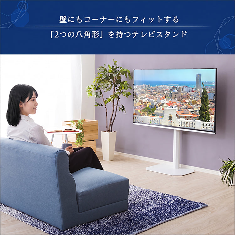 美しいフォルムの八角壁寄せテレビスタンド 【OCTA -オクタ-】