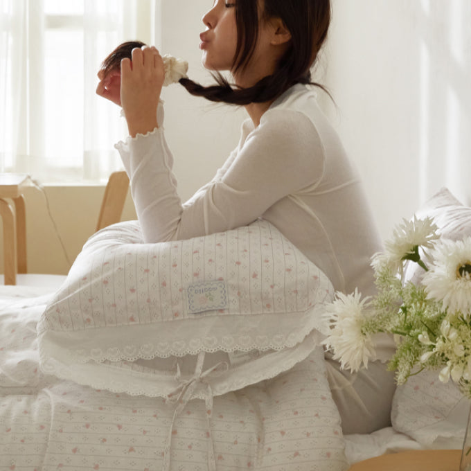 Rosy Eyelet pillow cover 枕カバー 韓国 おしゃれ かわいい maatila